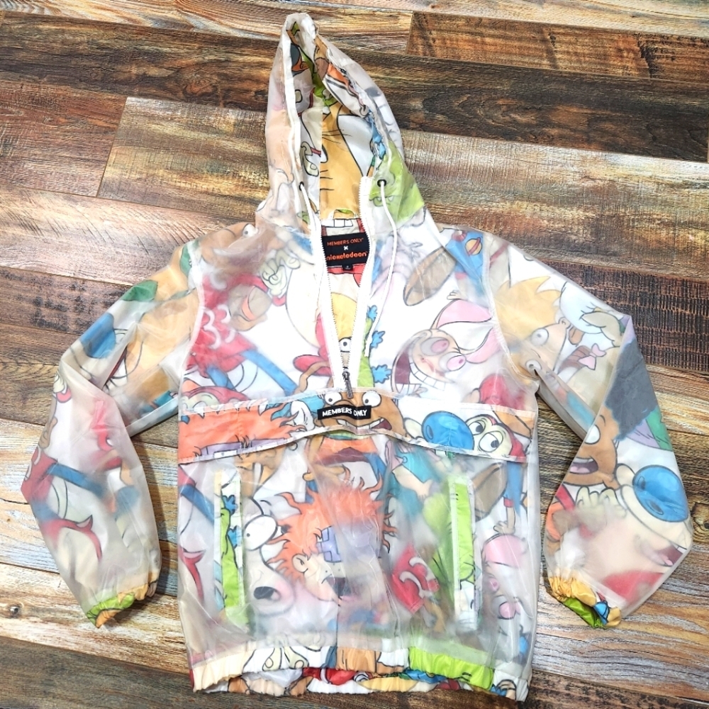 Members Only x Nickelodeon Translucent Windbreaker - Size S - Rare 90s Print